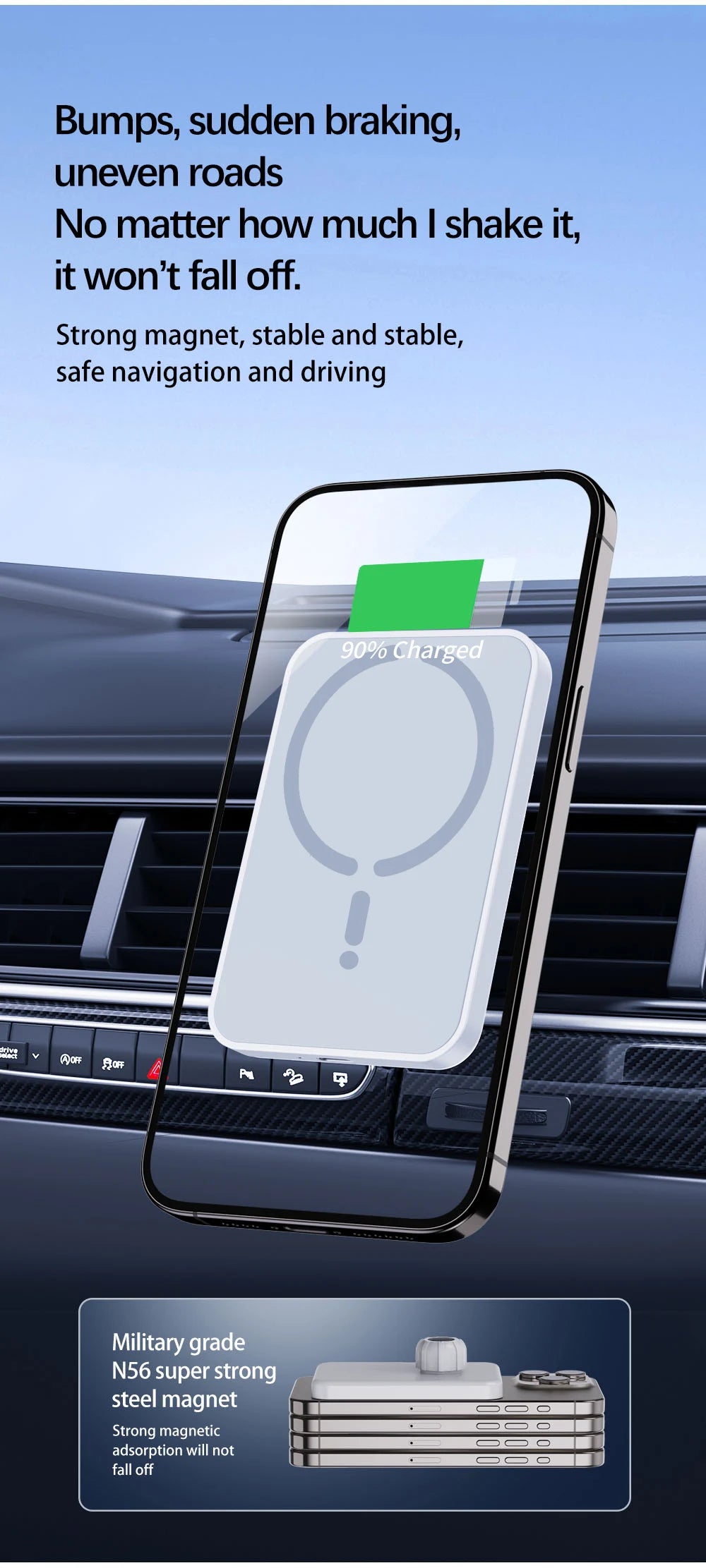 30W Magnetic Car Charger Mount
