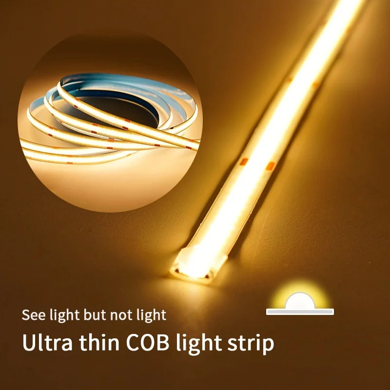 USB Touch Light Strip - Dimmable LED COB Strip, 5V Flexible Tape for DIY Lighting, TV Backlight, Mirror Light, Indoor Decor