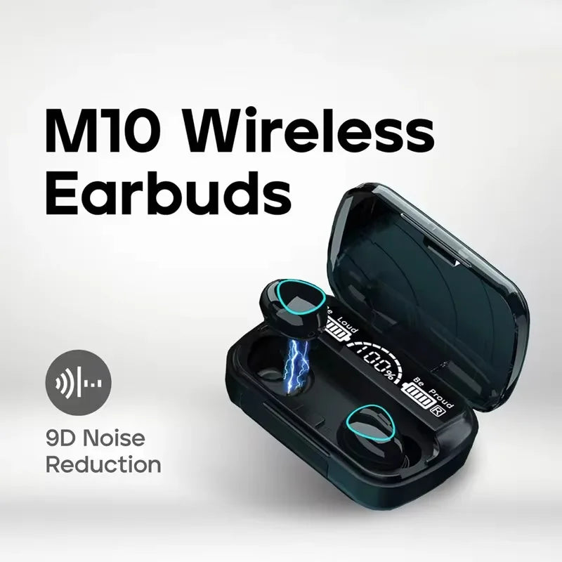 M10 Bluetooth Wireless Earbuds with 9D Noise Cancelling | Waterproof & Touch Control