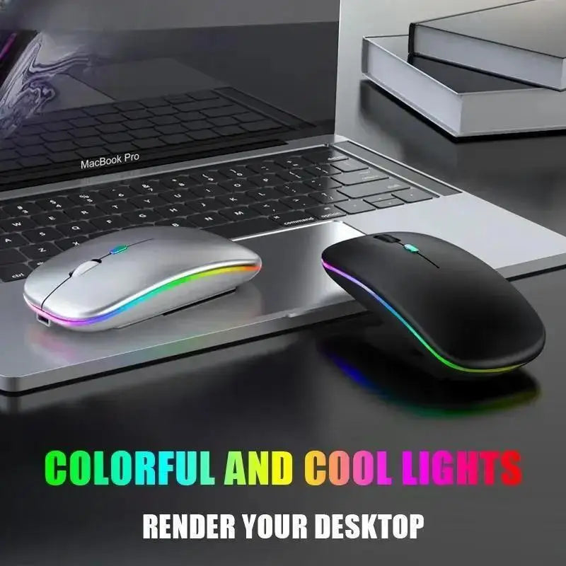 Wireless Gaming Mouse with RGB Backlighting - Rechargeable, Silent, Ergonomic Design for Laptop & PC