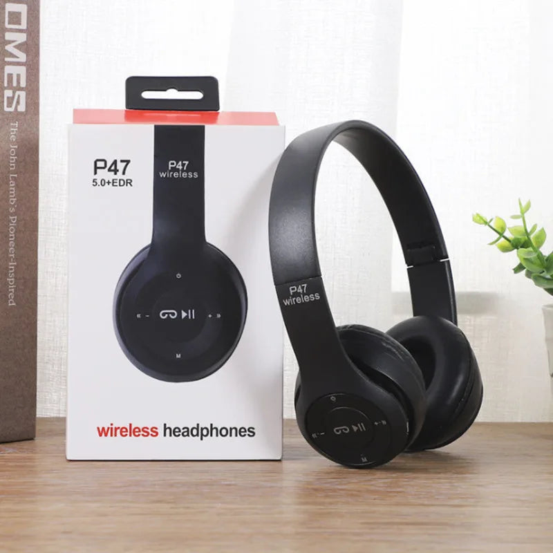 P47 Wireless Bluetooth Headset with Mic, Noise-Canceling, Stereo Sound for Sports, Gaming & PC