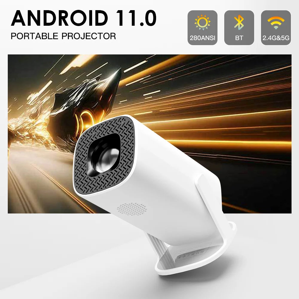 Android 11 Projector with WiFi6 and Bluetooth, Native 1080P Smart Mini Portable Projector, 2.4G/5.8G Pocket Outdoor Projector