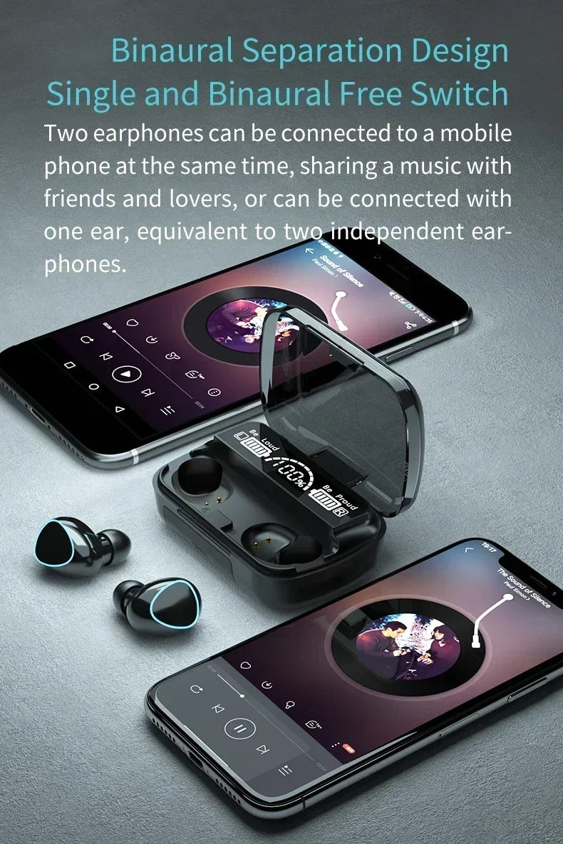 M10 Bluetooth Wireless Earbuds with 9D Noise Cancelling | Waterproof & Touch Control