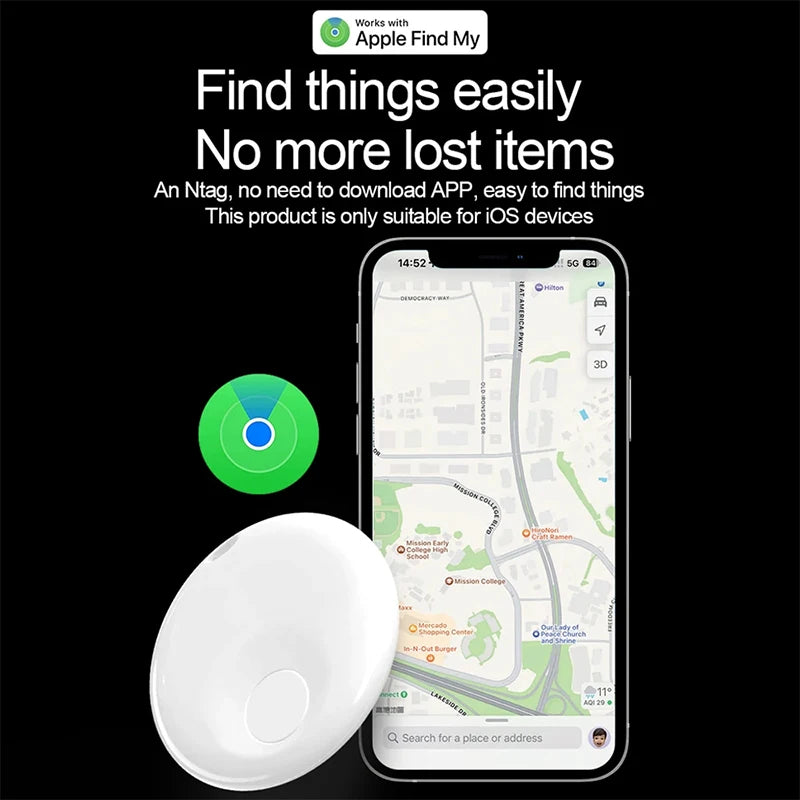 Bluetooth GPS Tracker – Mini Smart Finder for Keys, Wallet, Pets, and Car with Apple Find My Compatibility