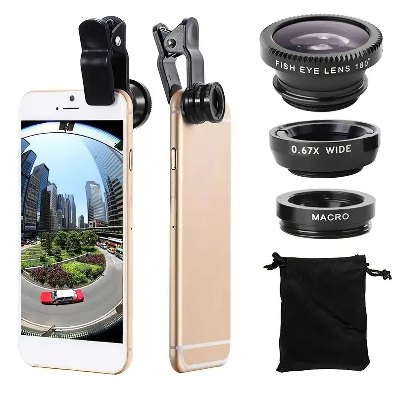 3-in-1 Fisheye, Wide Angle, Macro Camera Lens Kit for Smartphones