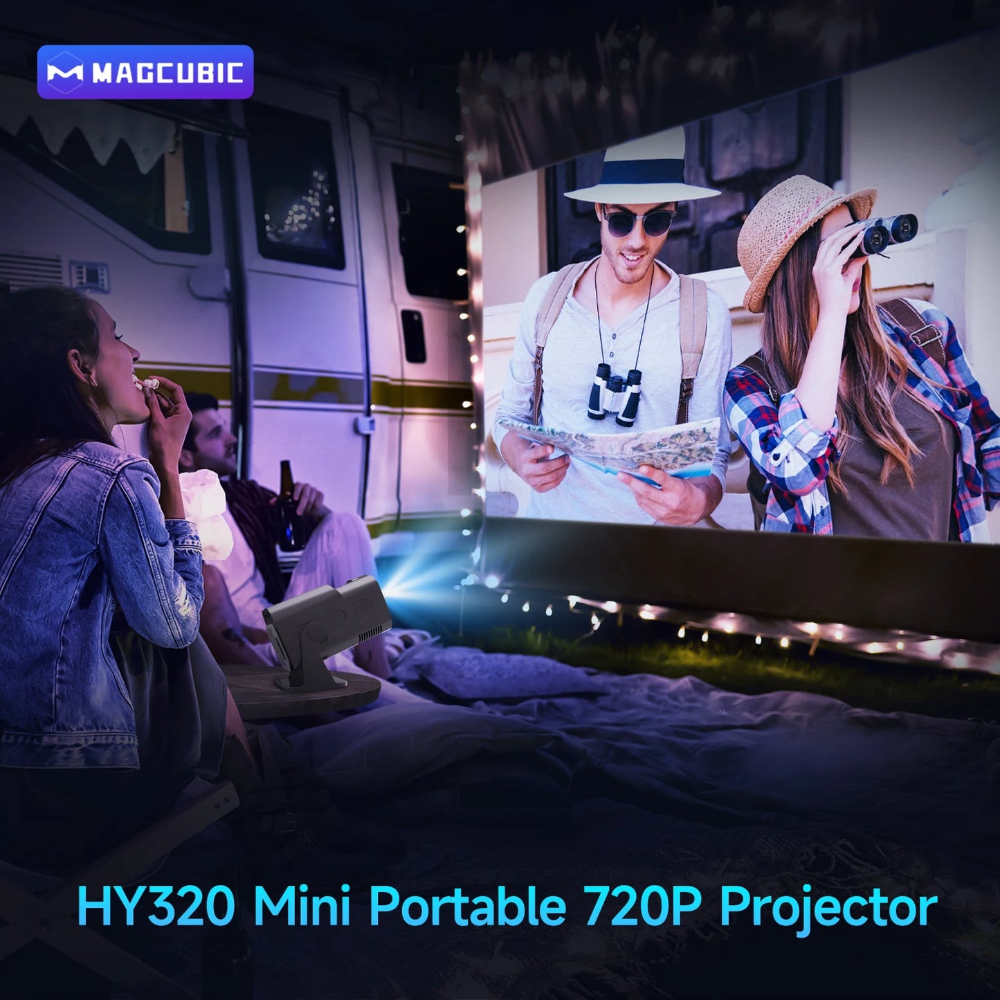 Magcubic HY320 Mini 4K Projector - Android 11, 720P Native Resolution, Wi-Fi 6 & Bluetooth 5.0, 300 ANSI Lumens, Portable Home Cinema Projector