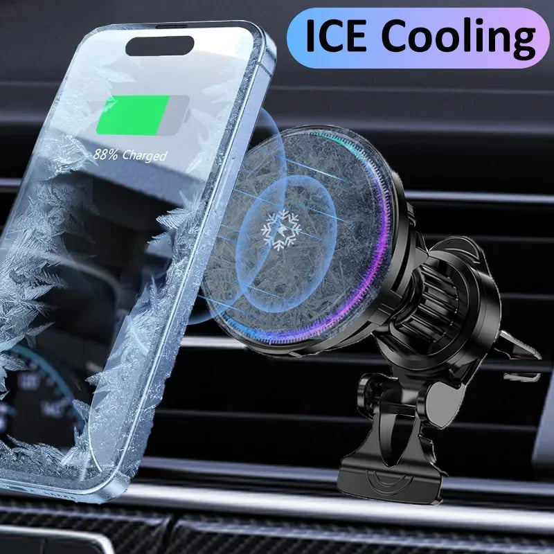 15W Ice Cooling Magnetic Wireless Car Charger - Fast Charging for iPhone 12, 13, 14 Pro Max