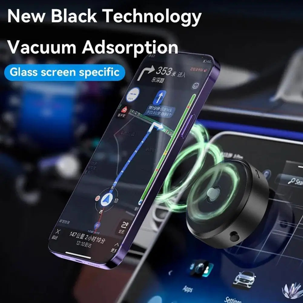 Vacuum Adsorption Magnetic Car Phone Holder – Double-Sided Suction Mount for Dashboard or Windshield