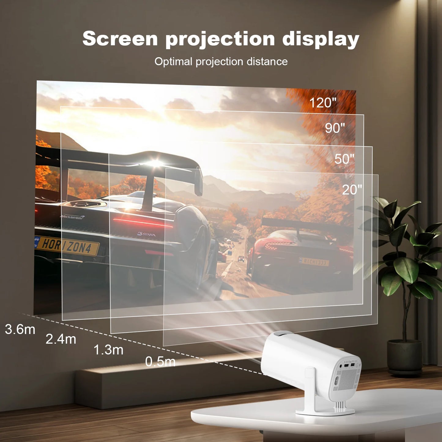 Android 11 Projector with WiFi6 and Bluetooth, Native 1080P Smart Mini Portable Projector, 2.4G/5.8G Pocket Outdoor Projector