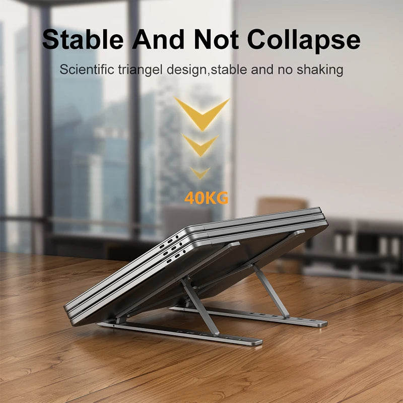 Aluminum Portable Laptop Stand – Adjustable, Foldable, and Lightweight for All Notebooks