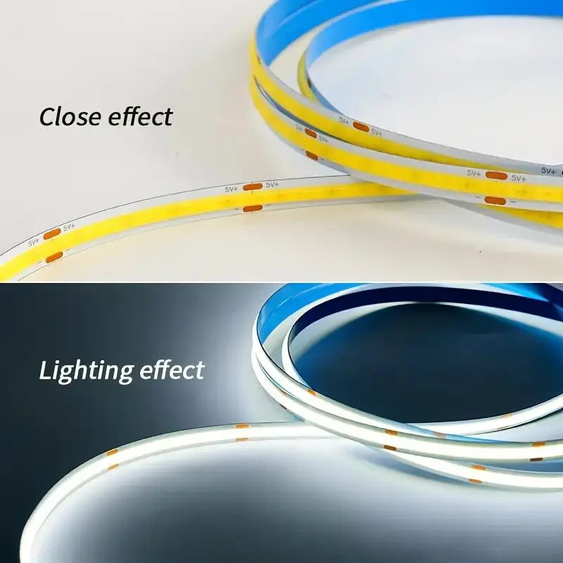 USB Touch Light Strip - Dimmable LED COB Strip, 5V Flexible Tape for DIY Lighting, TV Backlight, Mirror Light, Indoor Decor