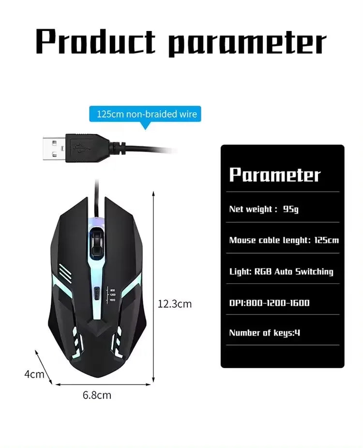 2023 High-Quality Ergonomic Gaming Mouse - USB Wired Backlit Mouse for Desktop & Laptop