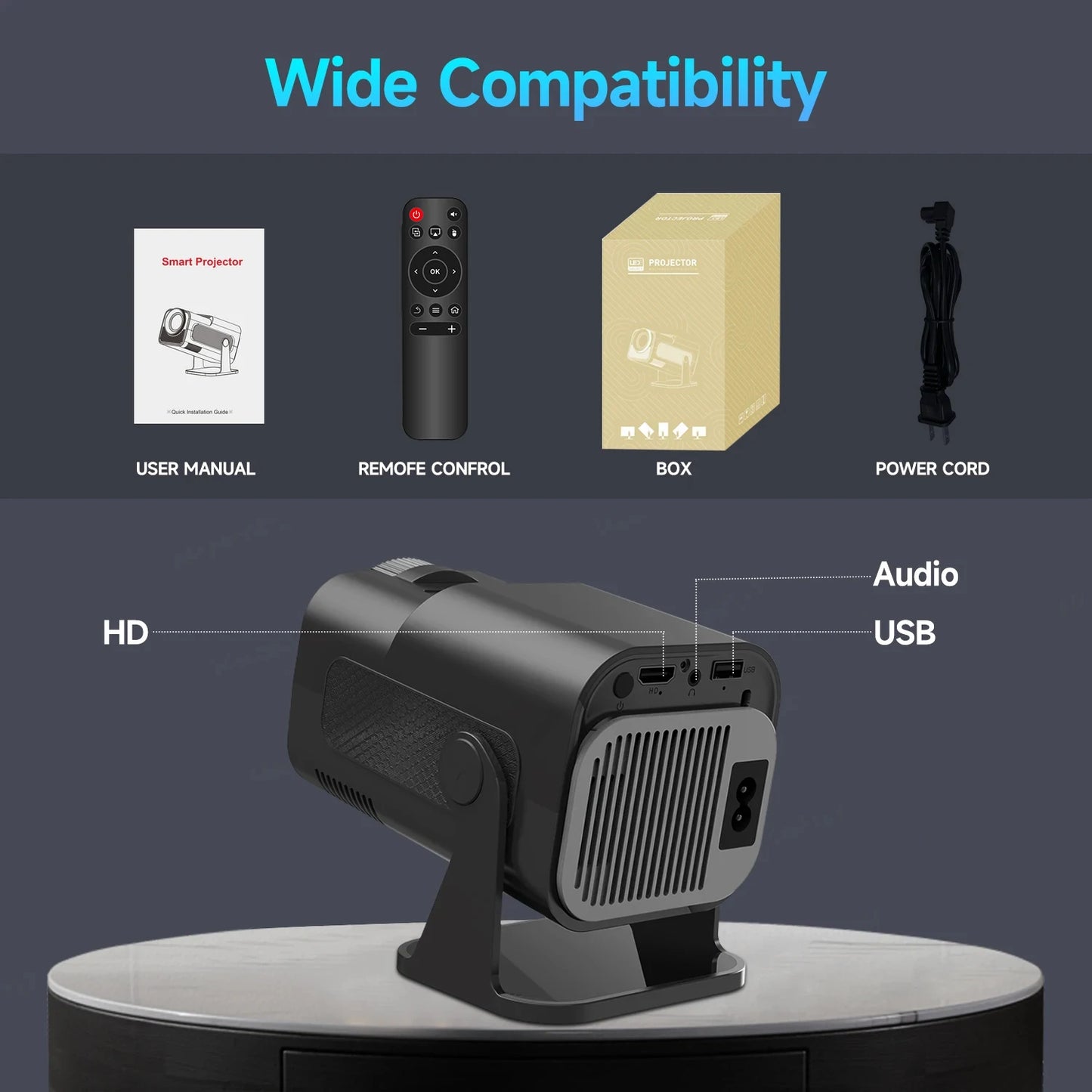 Magcubic HY320 Mini 4K Projector - Android 11, 720P Native Resolution, Wi-Fi 6 & Bluetooth 5.0, 300 ANSI Lumens, Portable Home Cinema Projector