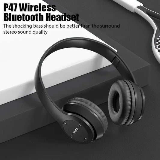 P47 Wireless Bluetooth Headset with Mic, Noise-Canceling, Stereo Sound for Sports, Gaming & PC