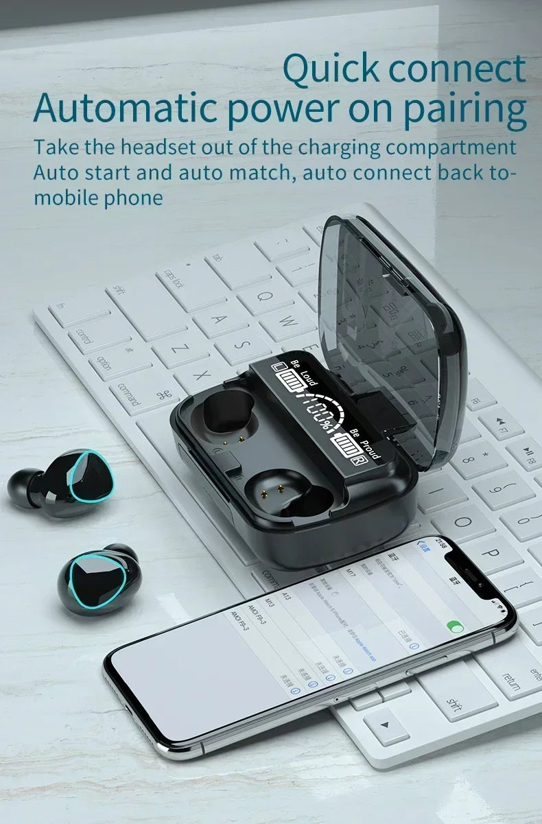 M10 Bluetooth Wireless Earbuds with 9D Noise Cancelling | Waterproof & Touch Control