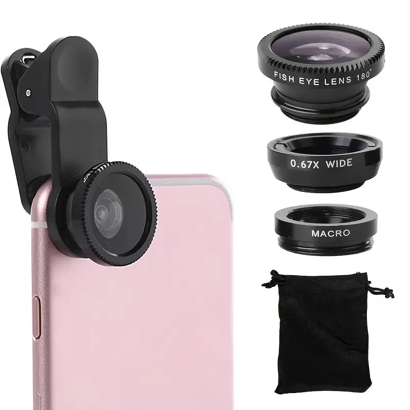 3-in-1 Fisheye, Wide Angle, Macro Camera Lens Kit for Smartphones