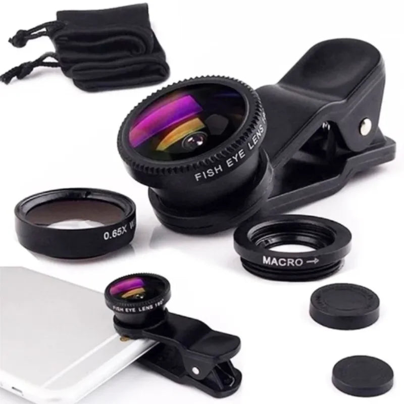 3-in-1 Fisheye, Wide Angle, Macro Camera Lens Kit for Smartphones