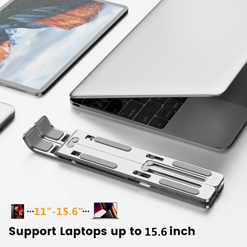 Aluminum Portable Laptop Stand – Adjustable, Foldable, and Lightweight for All Notebooks