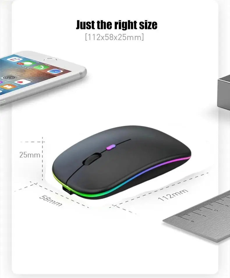 Wireless Gaming Mouse with RGB Backlighting - Rechargeable, Silent, Ergonomic Design for Laptop & PC