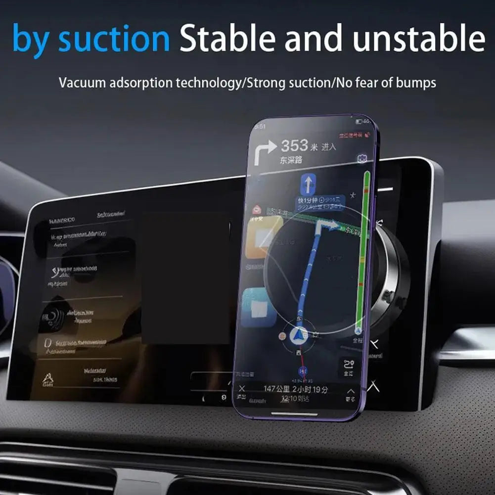 Vacuum Adsorption Magnetic Car Phone Holder – Double-Sided Suction Mount for Dashboard or Windshield