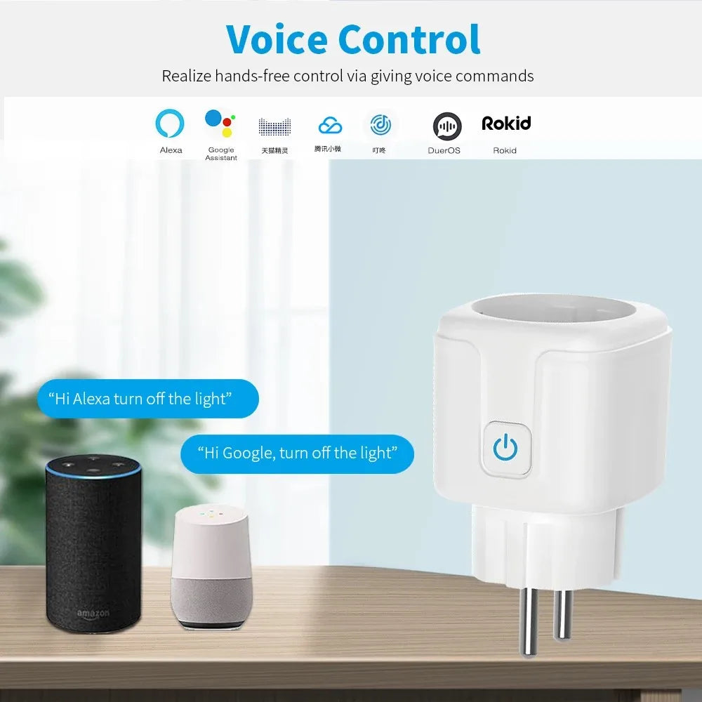 Tuya Smart Socket EU16A/20A WiFi Smart Plug with Power Monitoring - Compatible with Alexa & Google Assistant