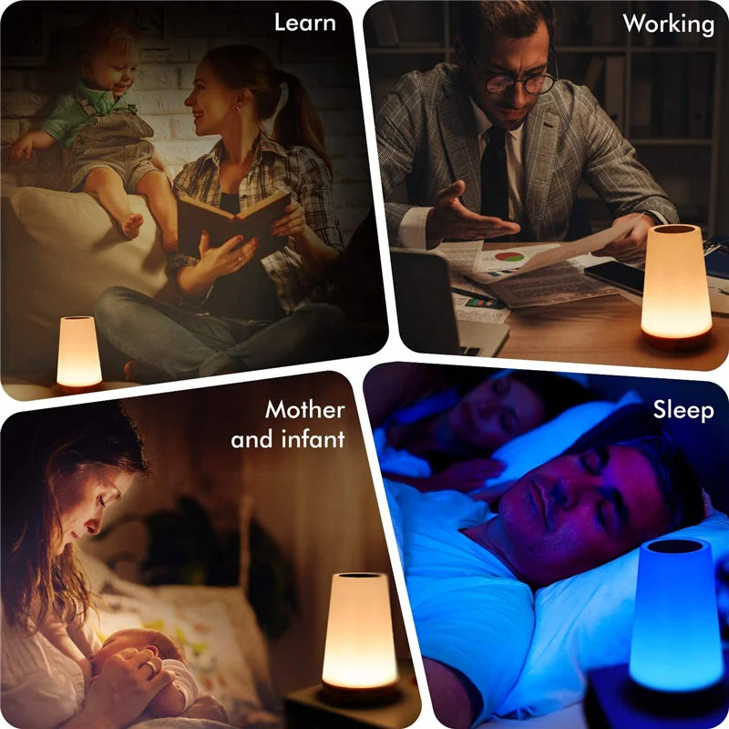 "13 Color Changing Night Light used for reading, working, caring for infants, and sleeping, highlighting versatility and ambiance."