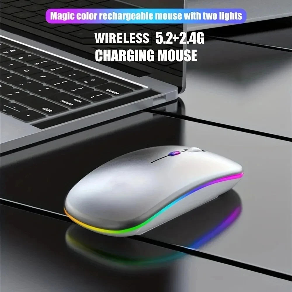 Wireless Gaming Mouse with RGB Backlighting - Rechargeable, Silent, Ergonomic Design for Laptop & PC