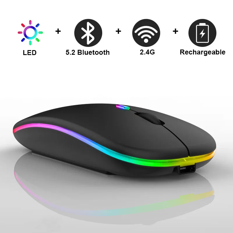 Wireless Gaming Mouse with RGB Backlighting - Rechargeable, Silent, Ergonomic Design for Laptop & PC